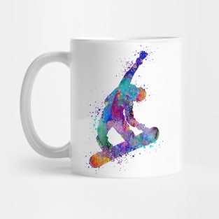 Snowboard Boy Colorful Watercolor Mug